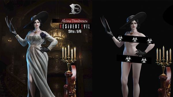 Статная и полностью голая Альсина Димитреску на фигурке по мотивам Resident Evil: Village