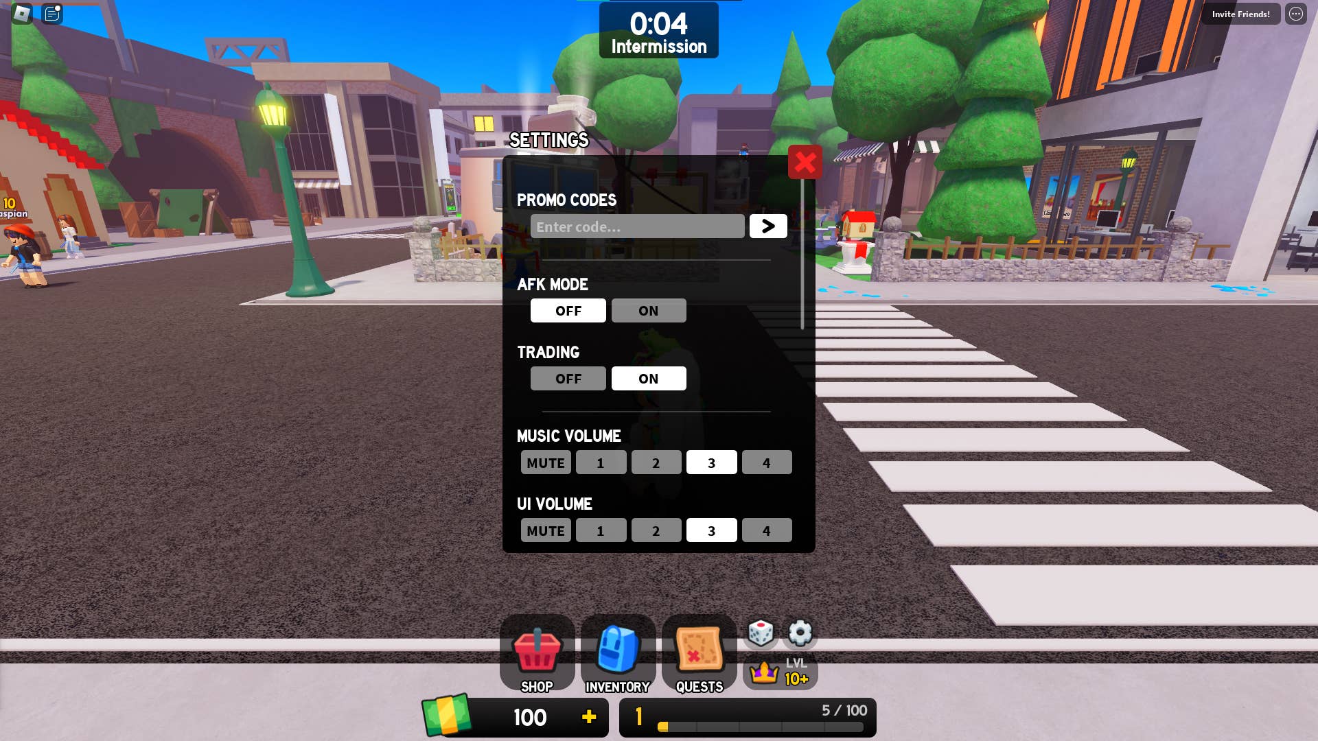 Скриншот Be NPC or Die в Roblox, показывающий страницу настроек игры.