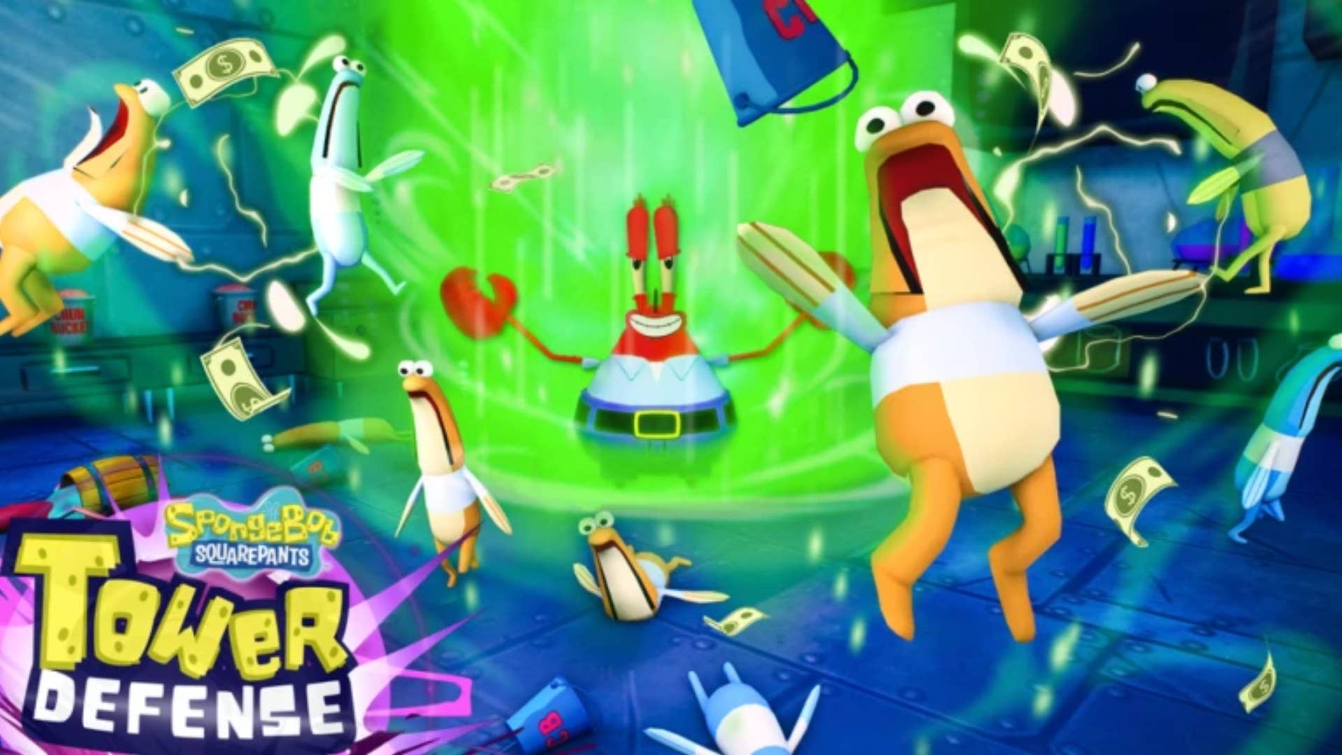 промо-арт Roblox SpongeBob Tower Defense — мистер Крабс
