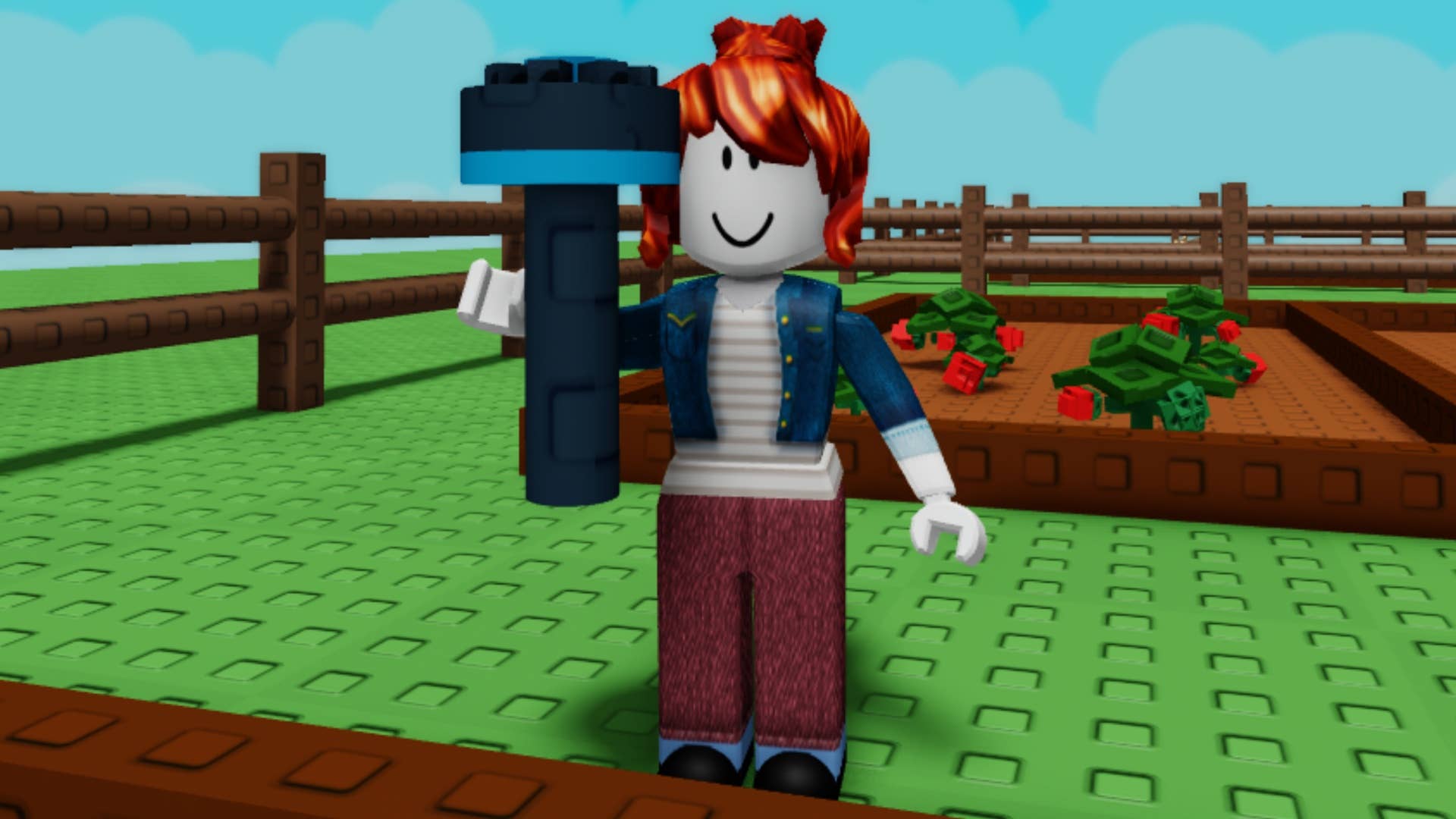 игрок Grow a Garden в Roblox держит базовый спринклер