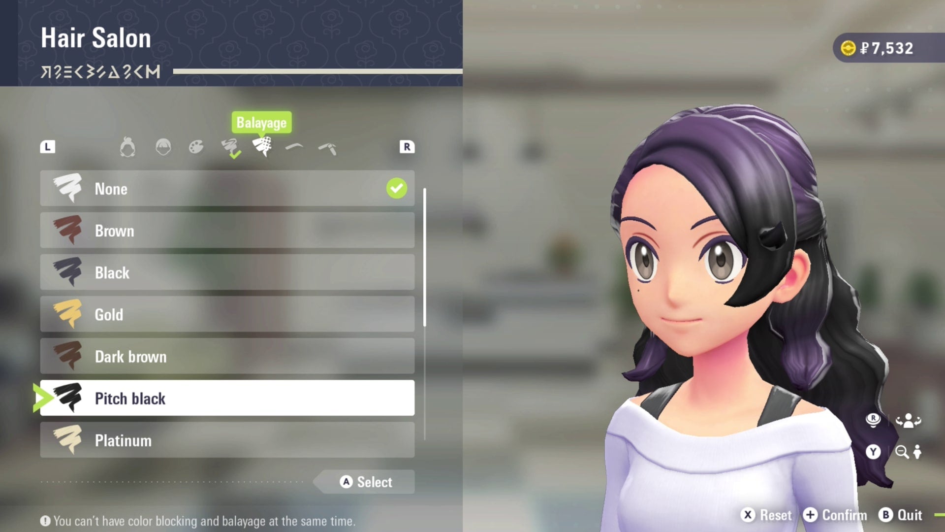В опции салона показан вариант с балаяжем в Pokémon Legends Z-A